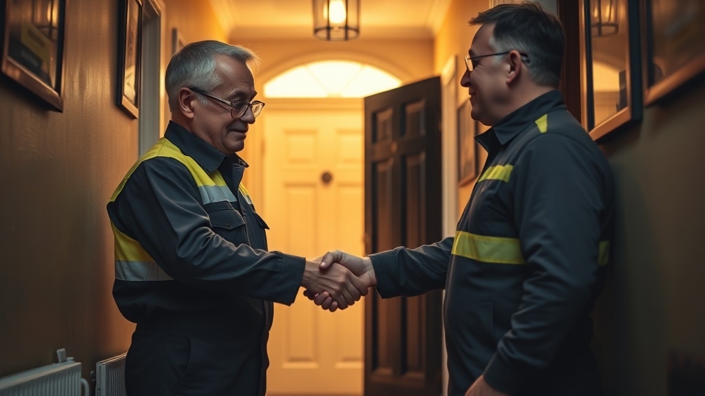 Engineer shaking hands with a East Molesey homeowner after locating their leak