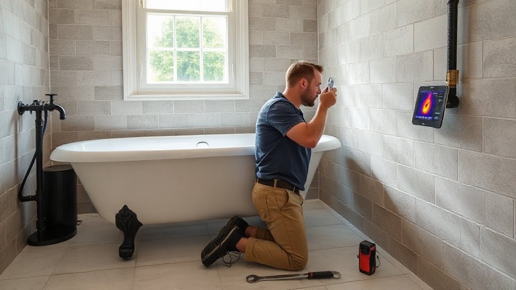 Trace and access leak detection engineer with thermal imaging in East Molesey